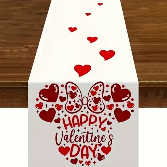 Disney Other - New 13x72 Table Runner Disney Minnie Mouse Valentines Day Fabric Mantel Scarf